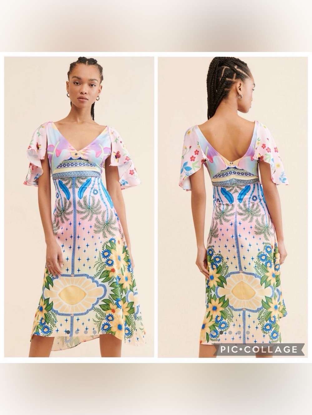 Oceanus Zoe Cutout Palm Tree, Flower and Sun Dress Size XS